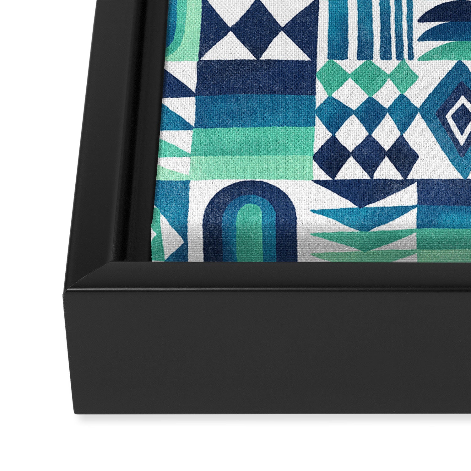 Geometric Tapestry - Aqua Framed Canvas Print Gallery Image 3