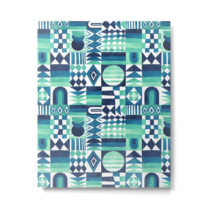 Geometric Tapestry - Aqua Metal Print Gallery Image 1
