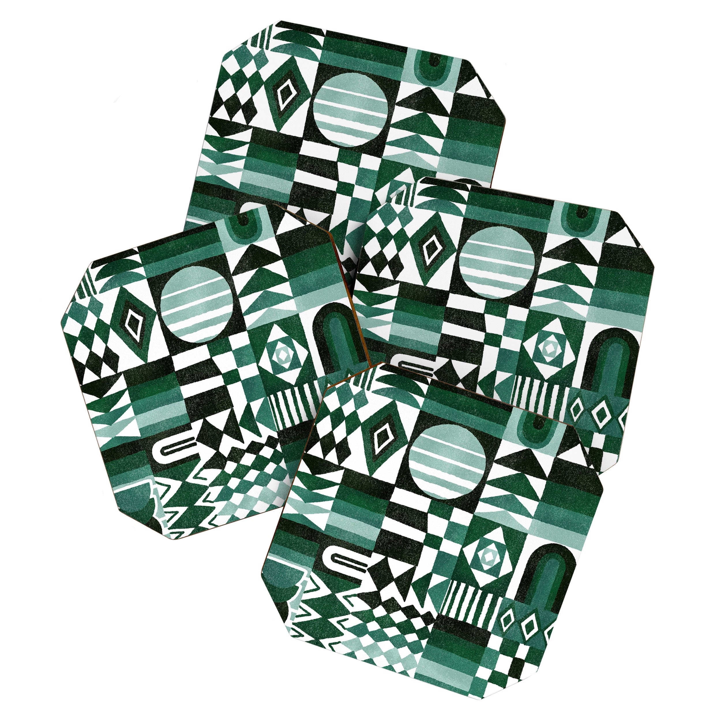 Geometric Tapestry - Green Coaster Gallery Image 1