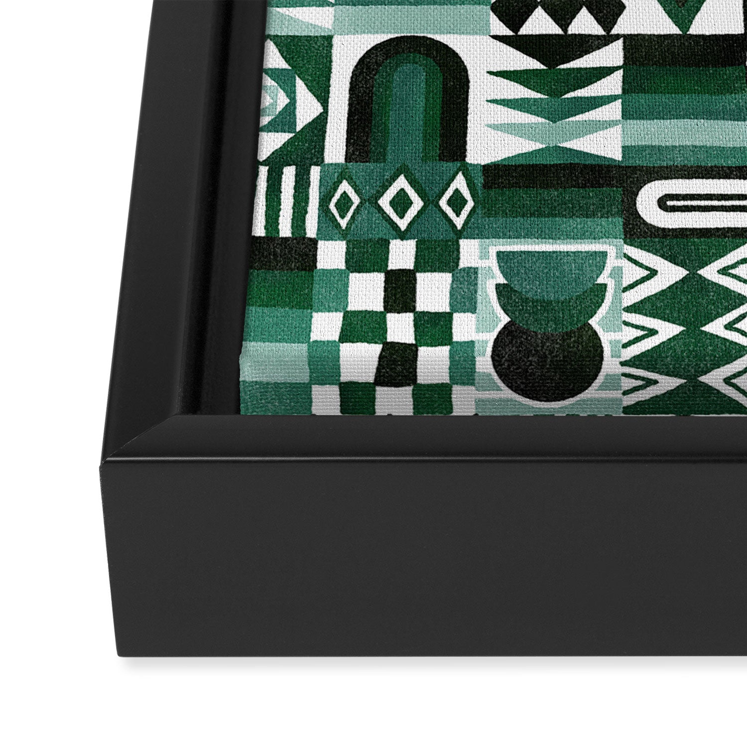Geometric Tapestry - Green Framed Canvas Print Gallery Image 3
