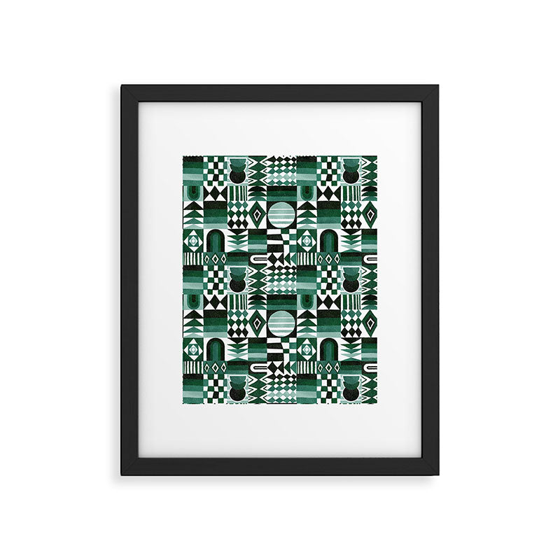 Geometric Tapestry - Green Framed Art Print Gallery Image 6