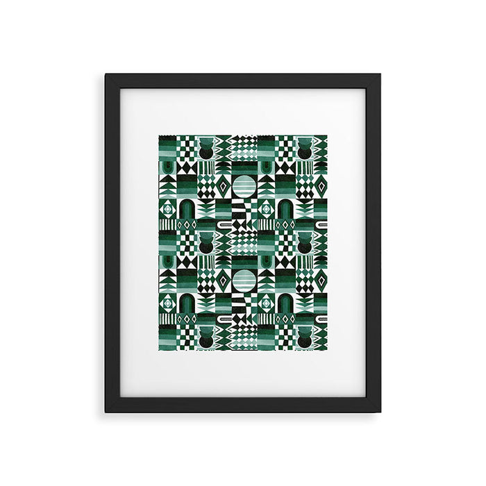 Geometric Tapestry - Green Framed Art Print Gallery Image 1