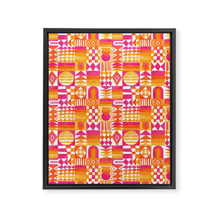 Geometric Tapestry - Summer Sunshine  Framed Canvas Print Gallery Image 1
