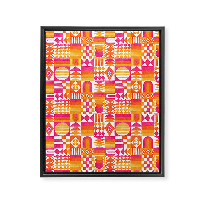 Geometric Tapestry - Summer Sunshine  Framed Canvas Print Gallery Image 8