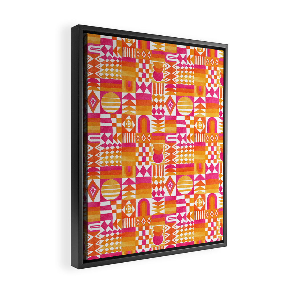 Geometric Tapestry - Summer Sunshine  Framed Canvas Print Gallery Image 2