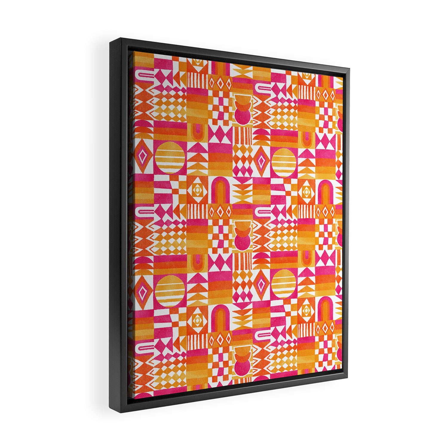 Geometric Tapestry - Summer Sunshine  Framed Canvas Print Gallery Image 2