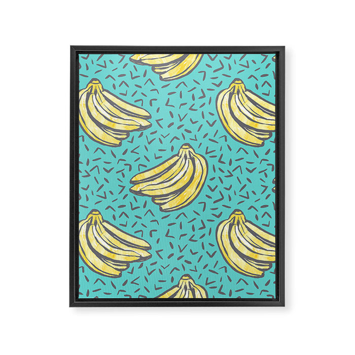 Go Bananas! (teal) Framed Canvas Print Gallery Image 1
