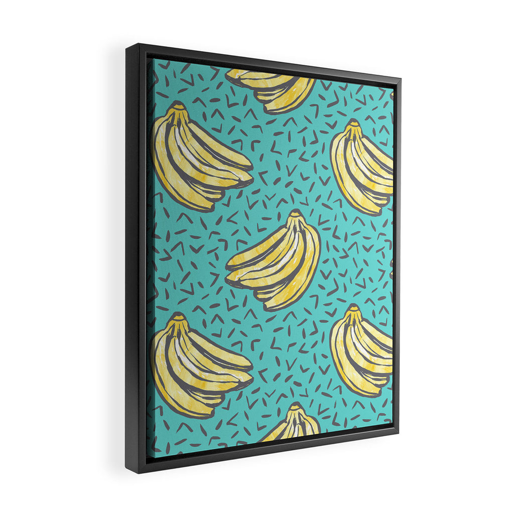 Go Bananas! (teal) Framed Canvas Print Gallery Image 2