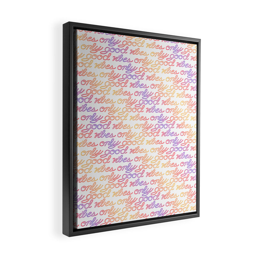Good Vibes Only - Rainbow Framed Canvas Print Gallery Image 2