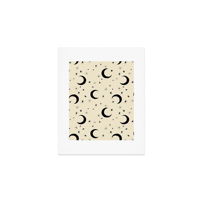 Goodnight Sky - black and cream  Art Print Gallery Image 1
