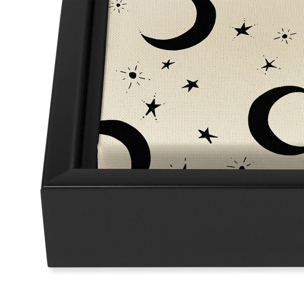 Goodnight Sky - black and cream  Framed Canvas Print Gallery Image 3