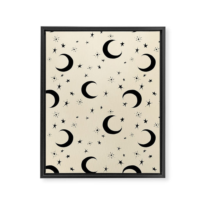 Goodnight Sky - black and cream  Framed Canvas Print Gallery Image 1