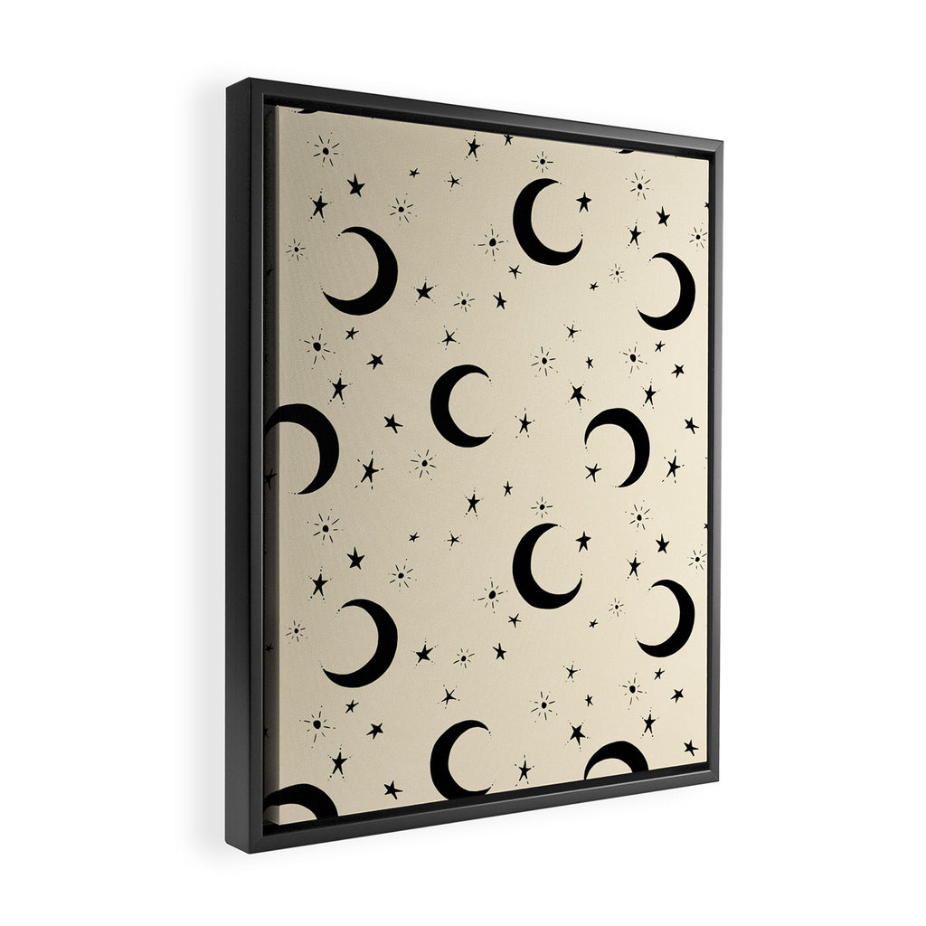 Goodnight Sky - black and cream  Framed Canvas Print Gallery Image 2