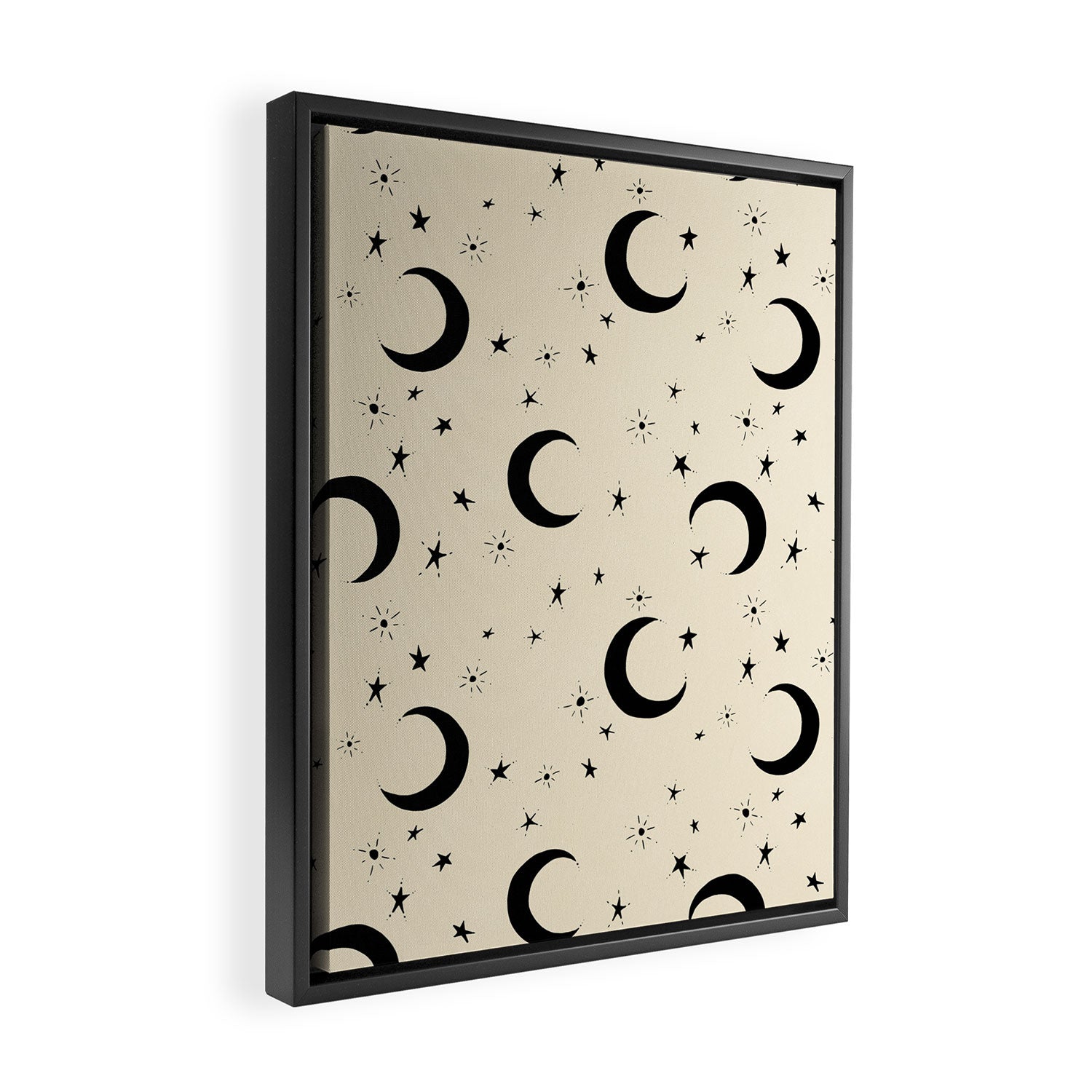 Goodnight Sky - black and cream  Framed Canvas Print Gallery Image 2