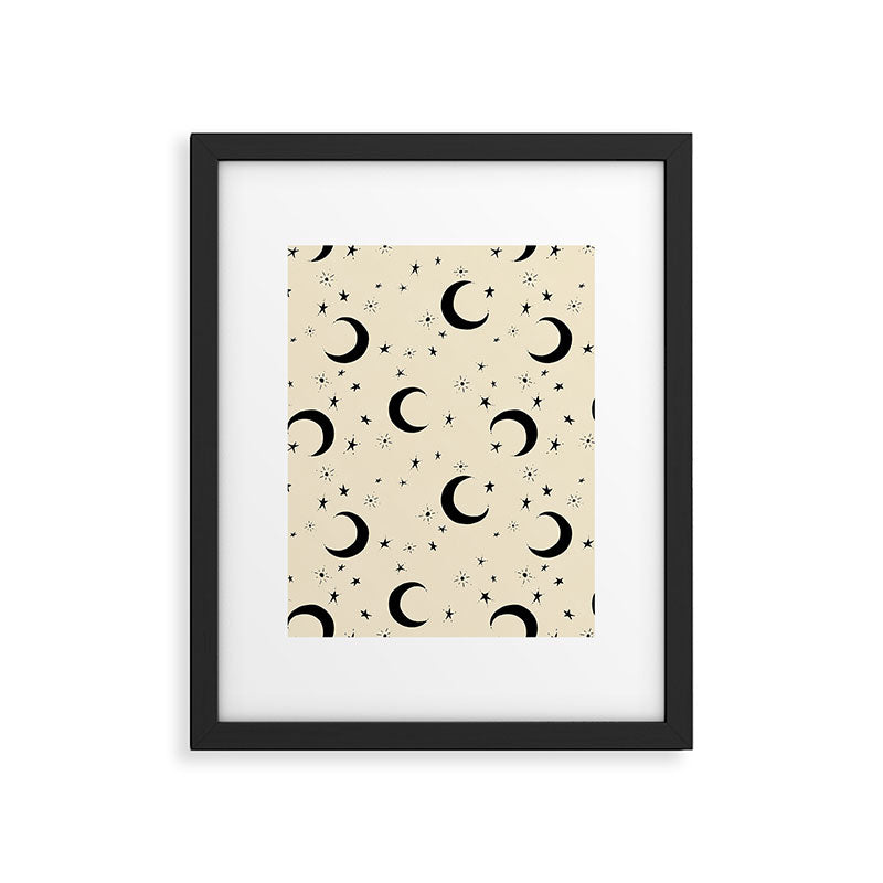 Goodnight Sky - black and cream  Framed Art Print Gallery Image 6