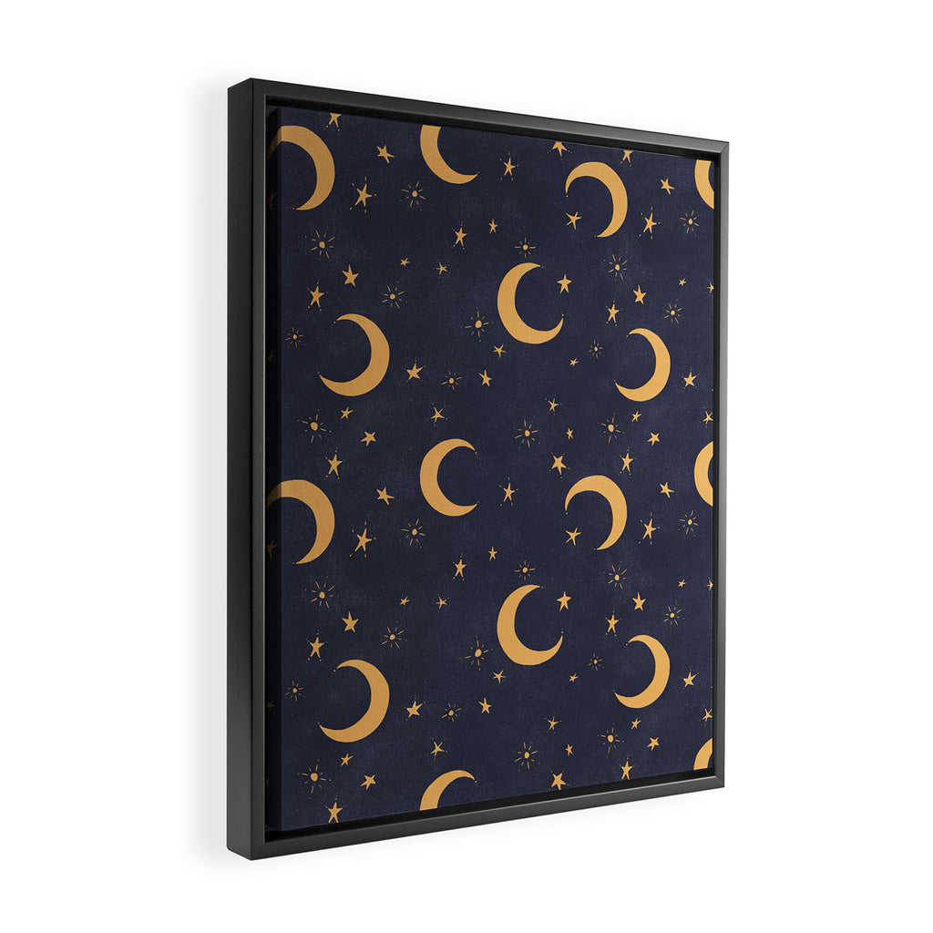 Goodnight Sky - Midnight and gold Framed Canvas Print Gallery Image 2