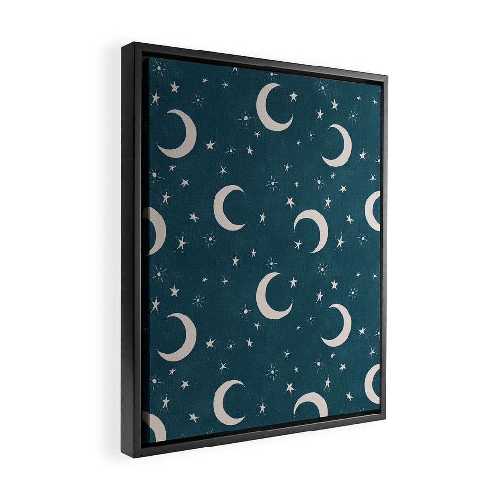 Goodnight Sky - silver moon Framed Canvas Print Gallery Image 2