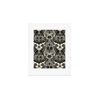 Gothic Halloween Damask - black and cream Art Print Gallery Image 1