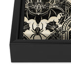 Gothic Halloween Damask - black and cream Framed Canvas Print Gallery Image 3