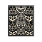 Gothic Halloween Damask - black and cream Framed Canvas Print Gallery Image 8