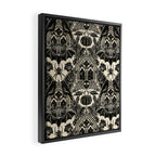 Gothic Halloween Damask - black and cream Framed Canvas Print Gallery Image 2