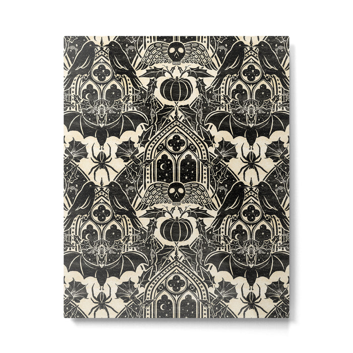 Gothic Halloween Damask - black and cream Metal Print Gallery Image 1