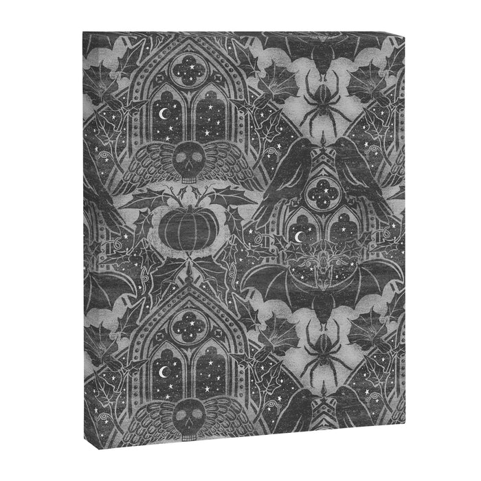 Gothic Halloween Damask - grayscale  Canvas Print Gallery Image 1