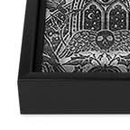 Gothic Halloween Damask - grayscale  Framed Canvas Print Gallery Image 3