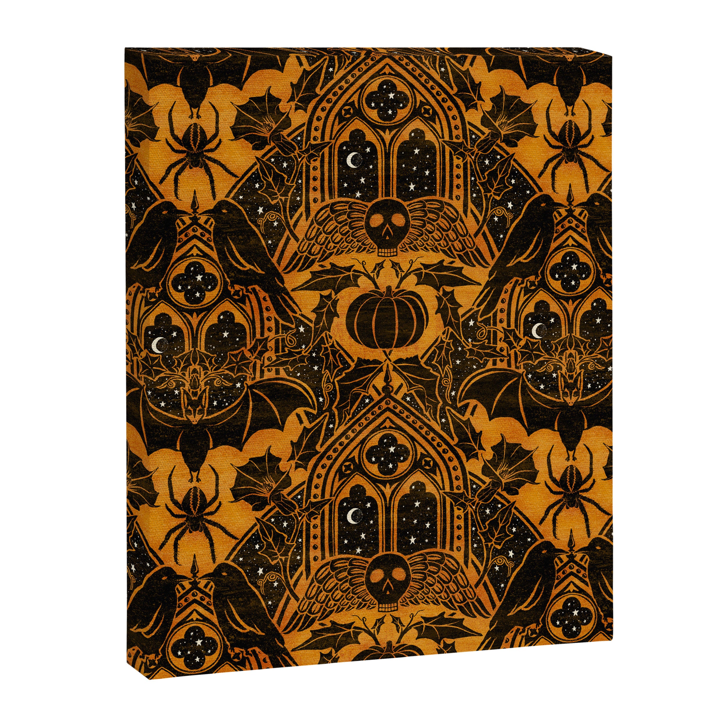 Gothic Halloween Damask - jack oâlantern gold and black  Canvas Print Gallery Image 8