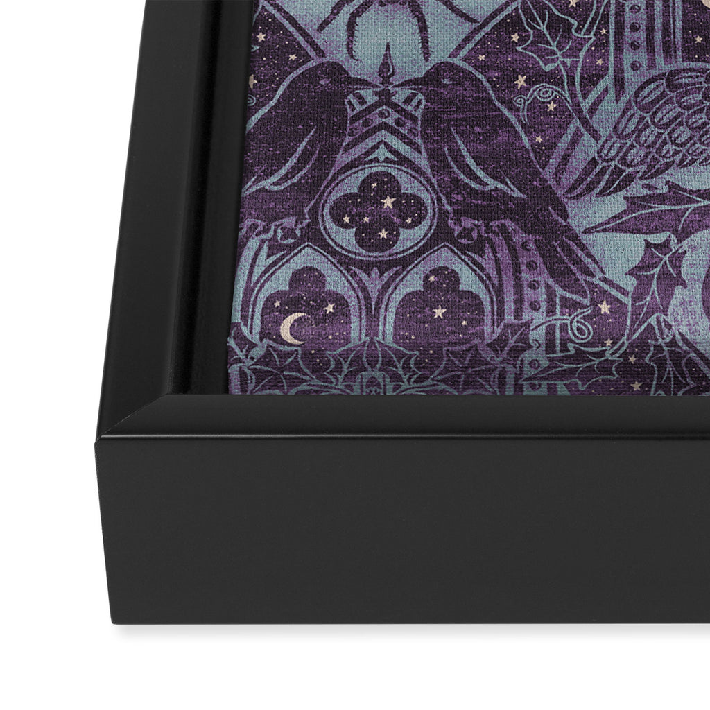Gothic Halloween Damask - moonlight violet  Framed Canvas Print Gallery Image 3