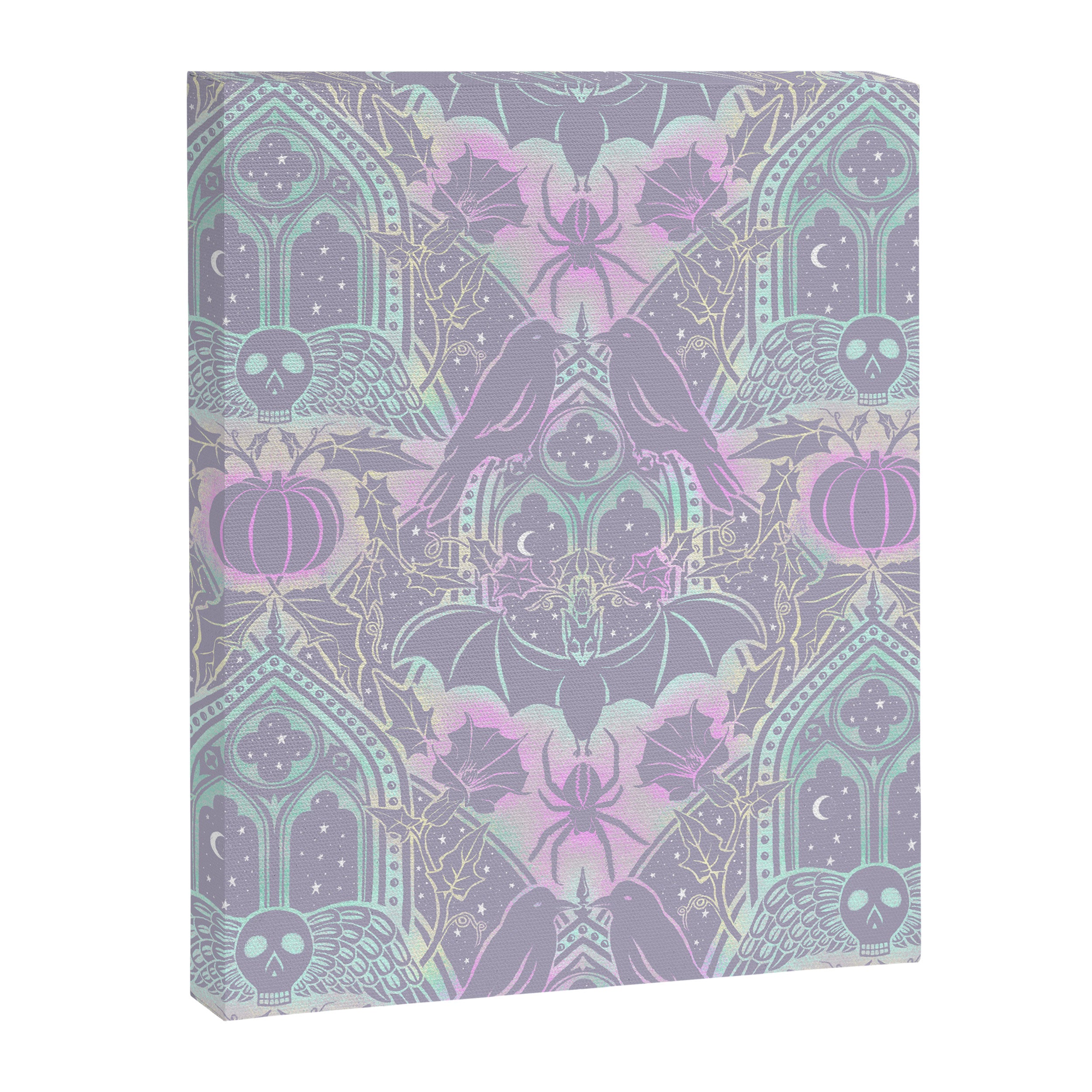 Gothic Halloween Damask - pastel glow Canvas Print Gallery Image 8