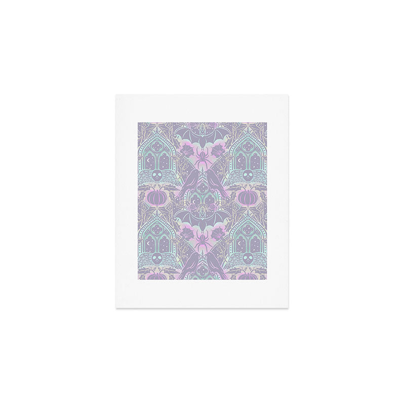 Gothic Halloween Damask - pastel glow Art Print Gallery Image 1