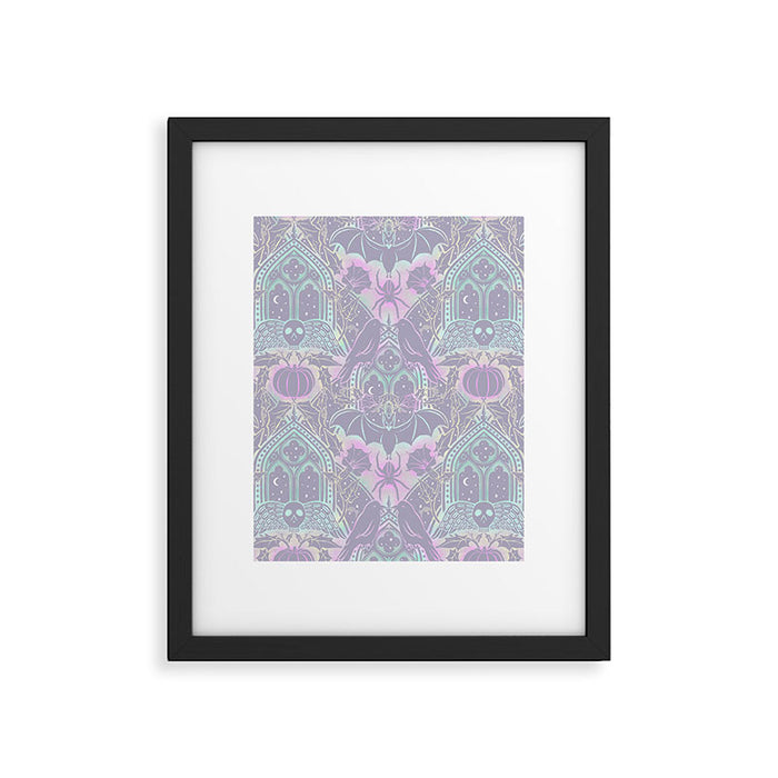 Gothic Halloween Damask - pastel glow Framed Art Print Gallery Image 1