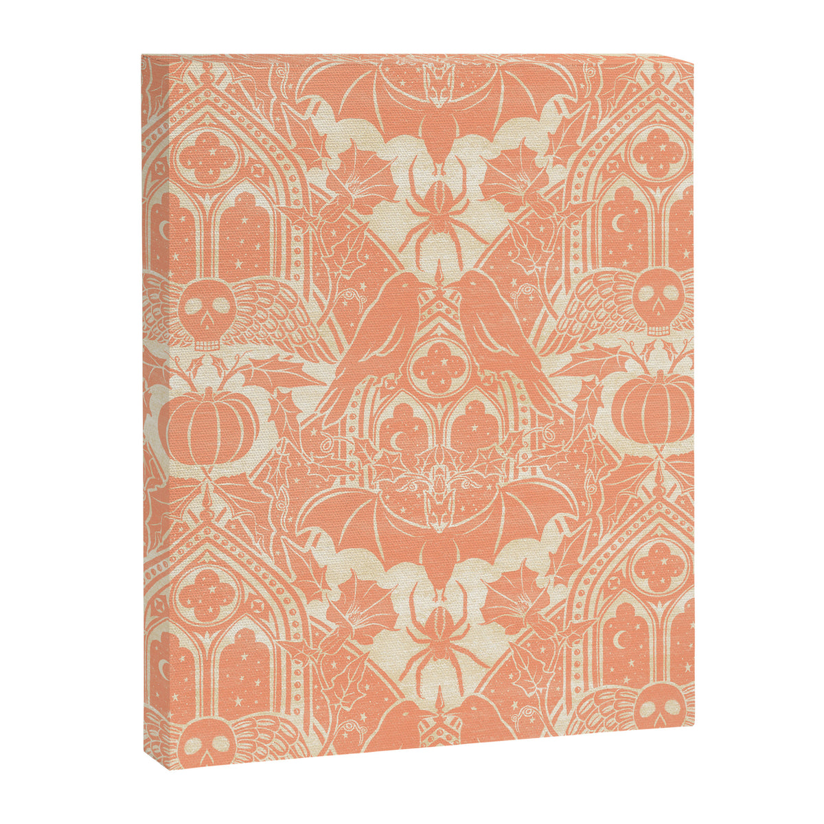 Gothic Halloween Damask - peach and cream Canvas Print Gallery Image 8