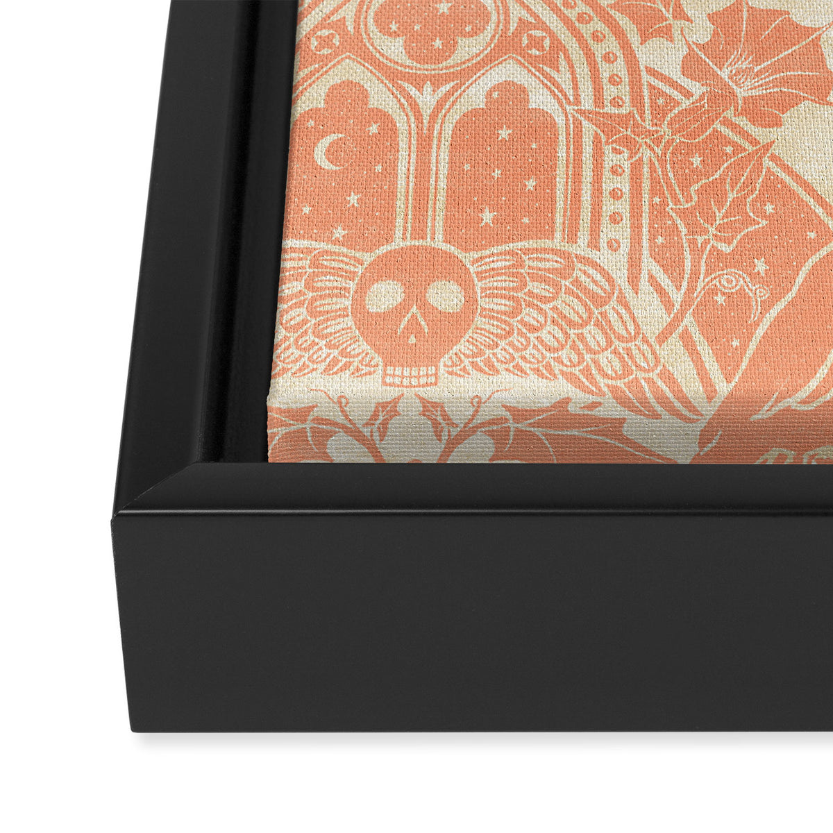 Gothic Halloween Damask - peach and cream Framed Canvas Print Gallery Image 3