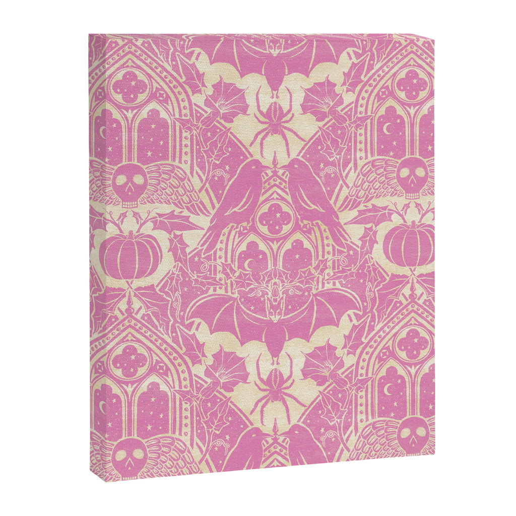 Gothic Halloween Damask - primrose and cream  Canvas Print Gallery Image 8