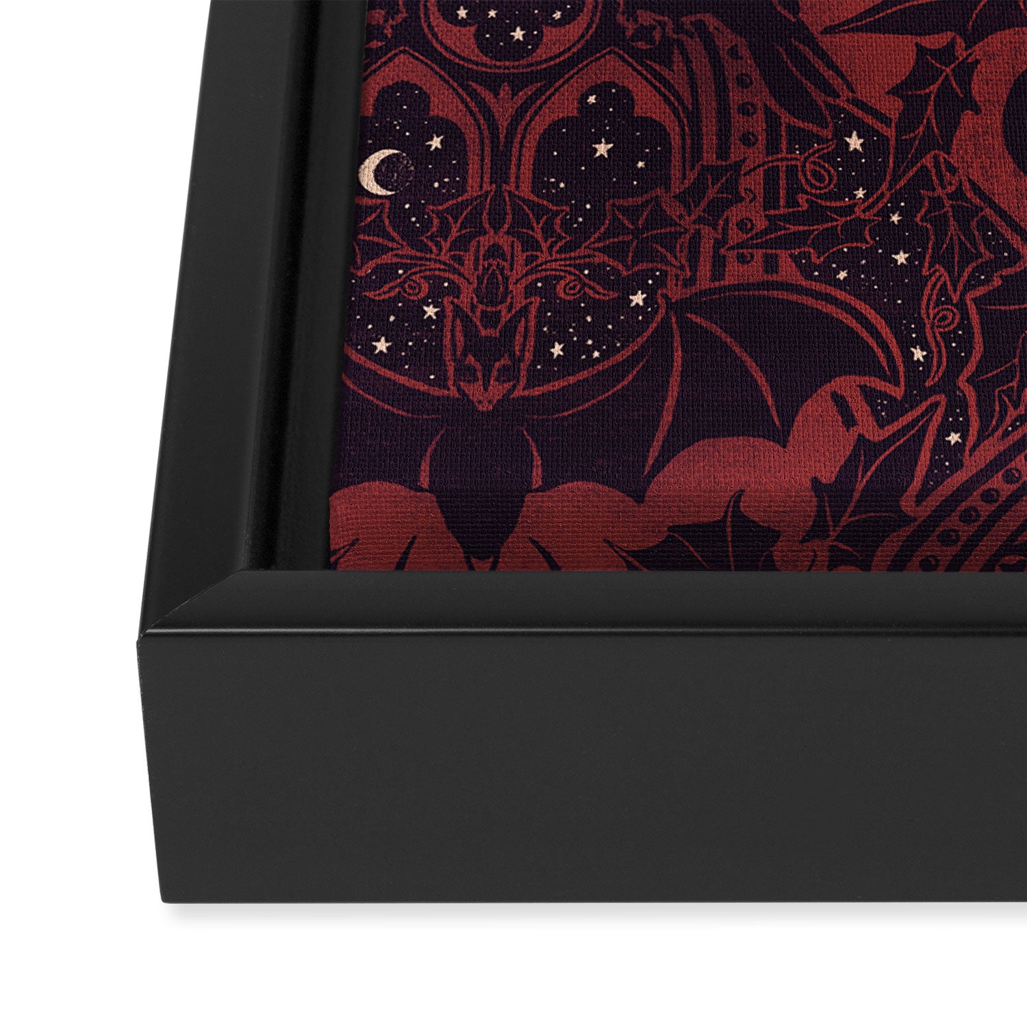 Gothic Halloween Damask - Red black and white  Framed Canvas Print Gallery Image 3