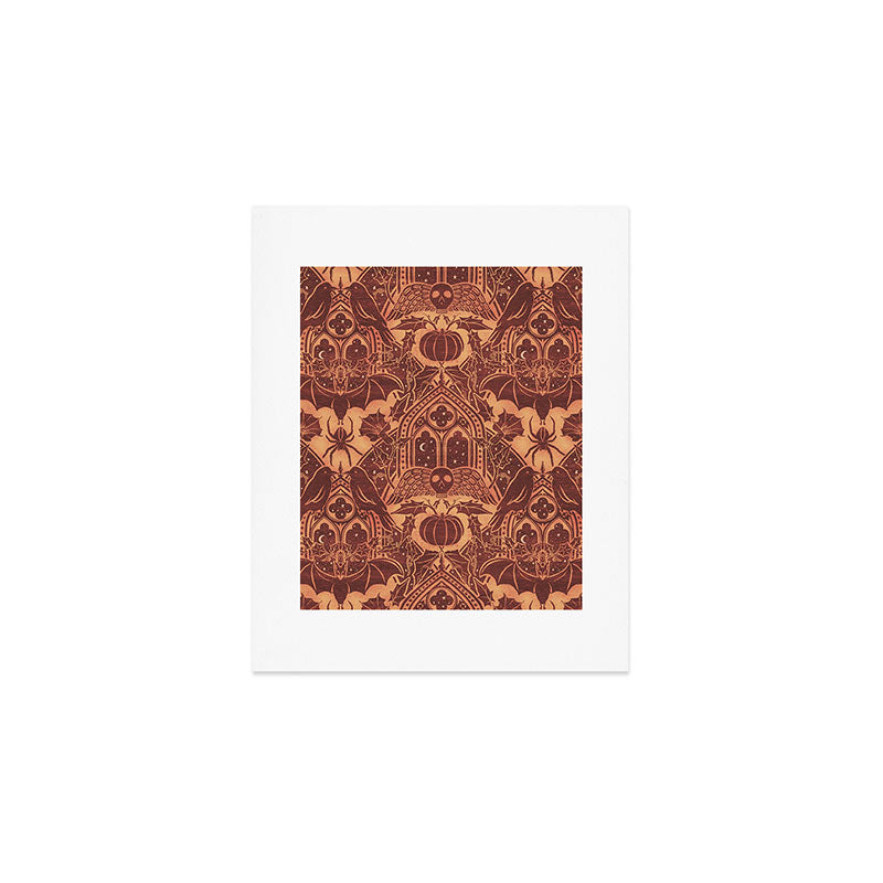 Gothic Halloween Damask - spiced pumpkin  Art Print Gallery Image 1