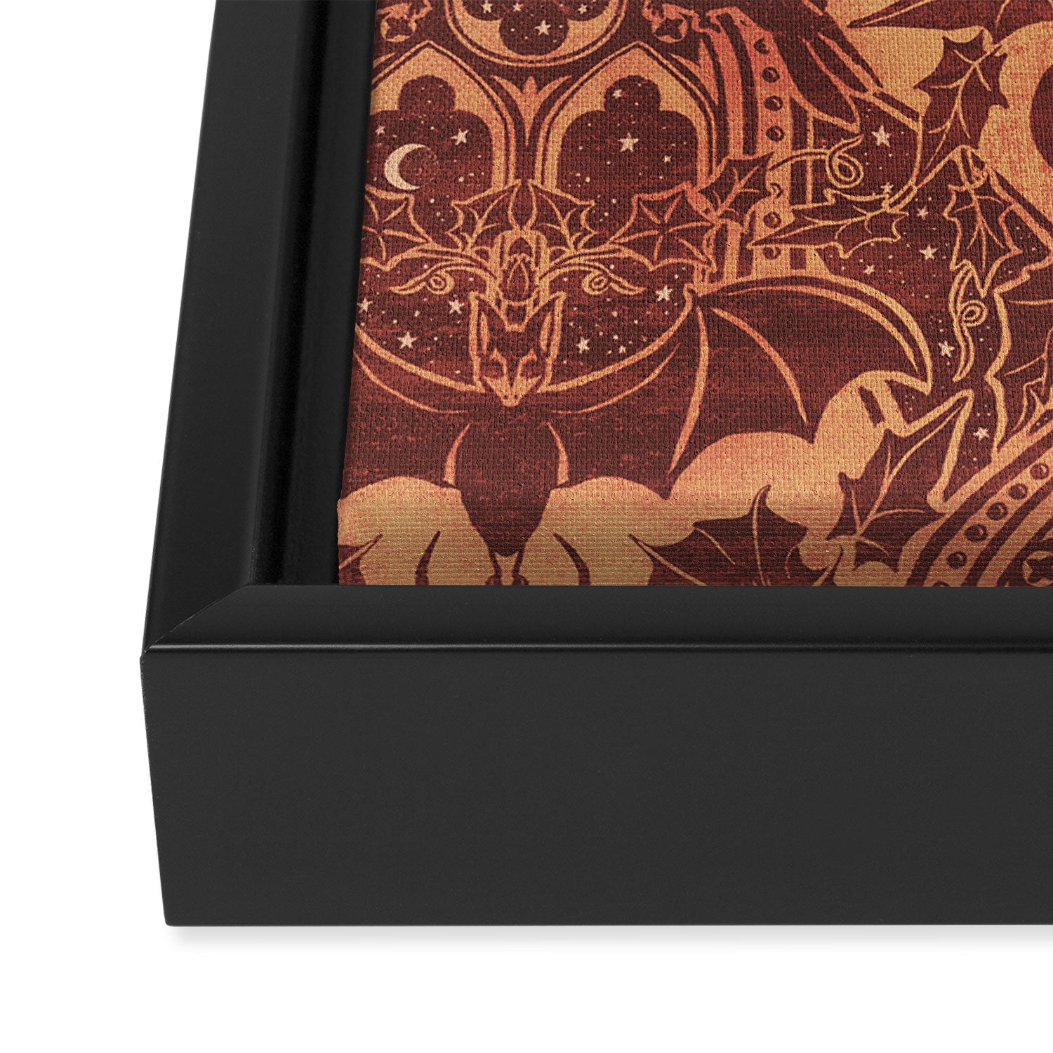 Gothic Halloween Damask - spiced pumpkin  Framed Canvas Print Gallery Image 3