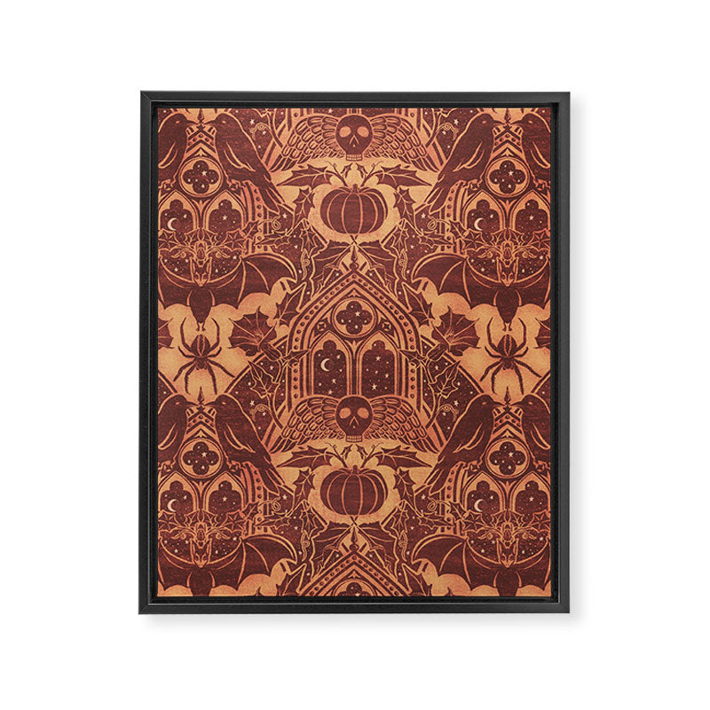 Gothic Halloween Damask - spiced pumpkin  Framed Canvas Print Gallery Image 8
