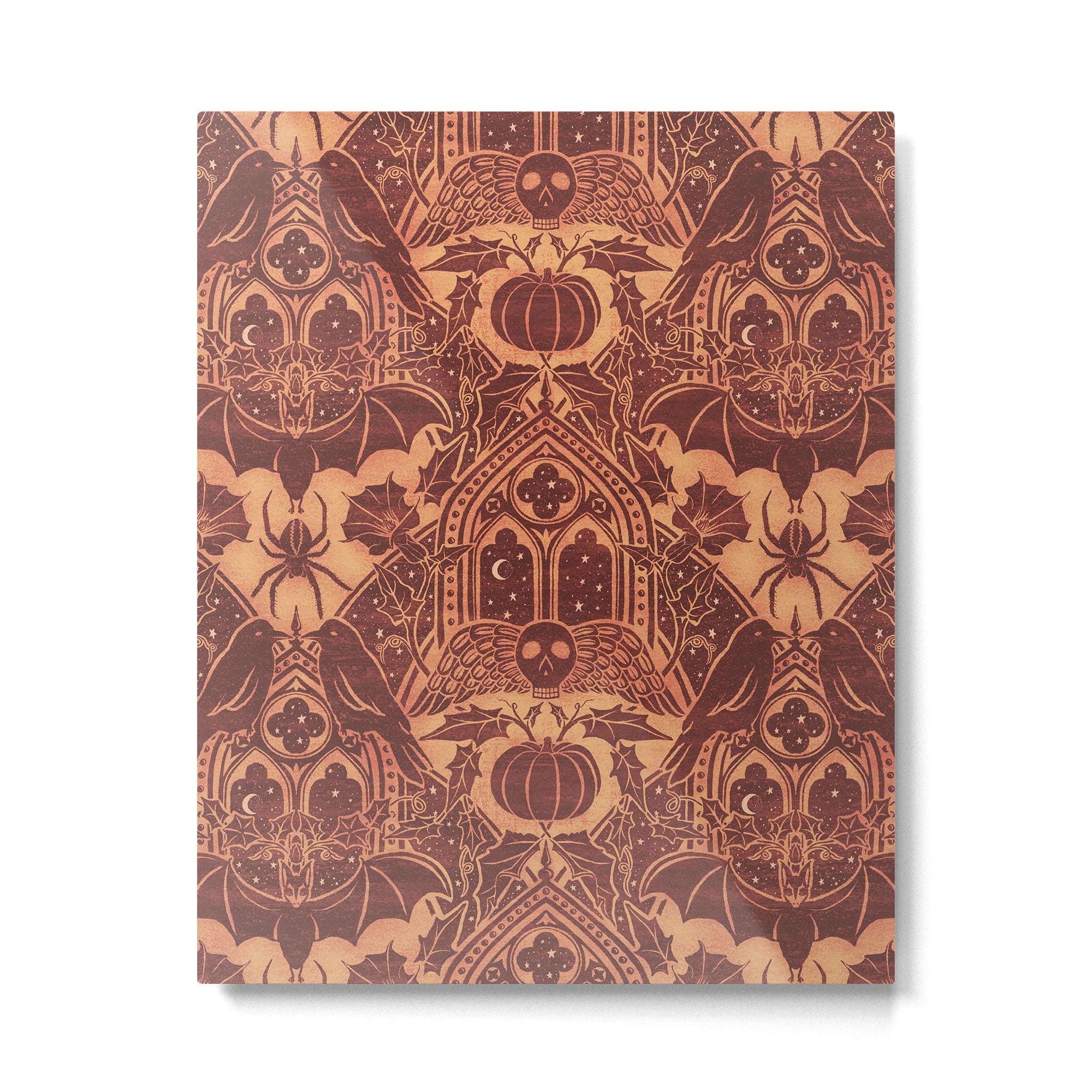 Gothic Halloween Damask - spiced pumpkin  Metal Print Gallery Image 6