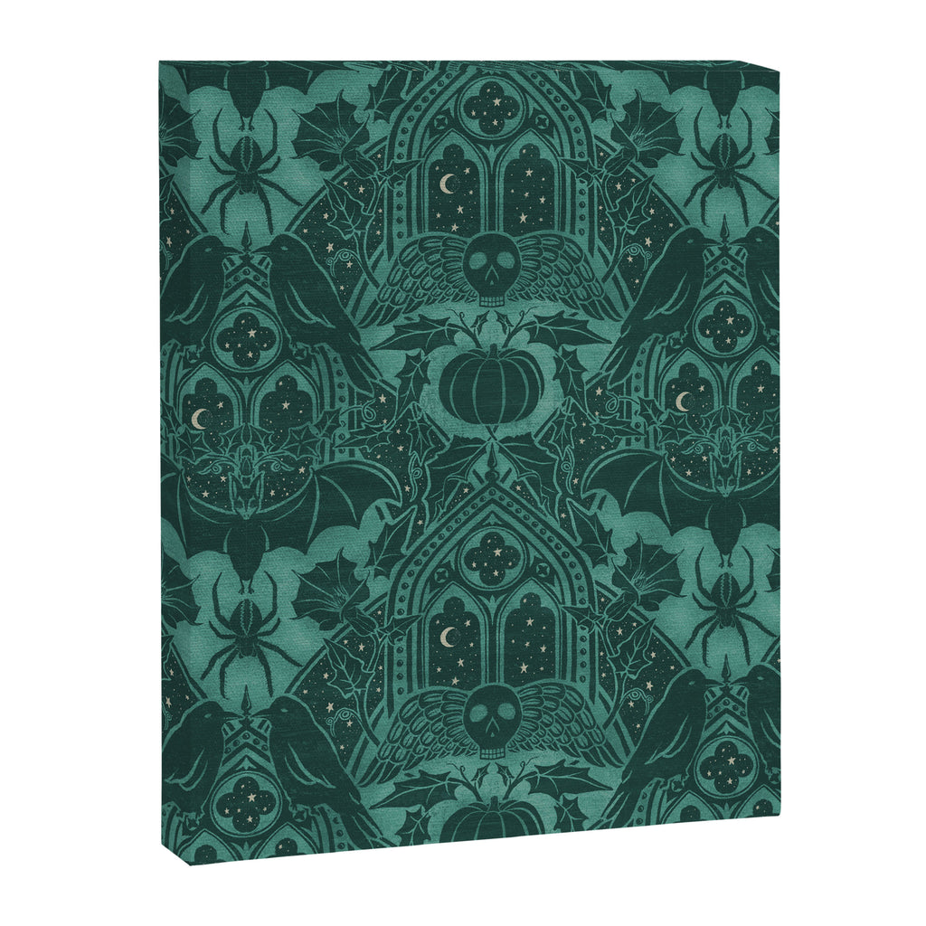 Gothic Halloween Damask - terrifying teal Canvas Print Gallery Image 8
