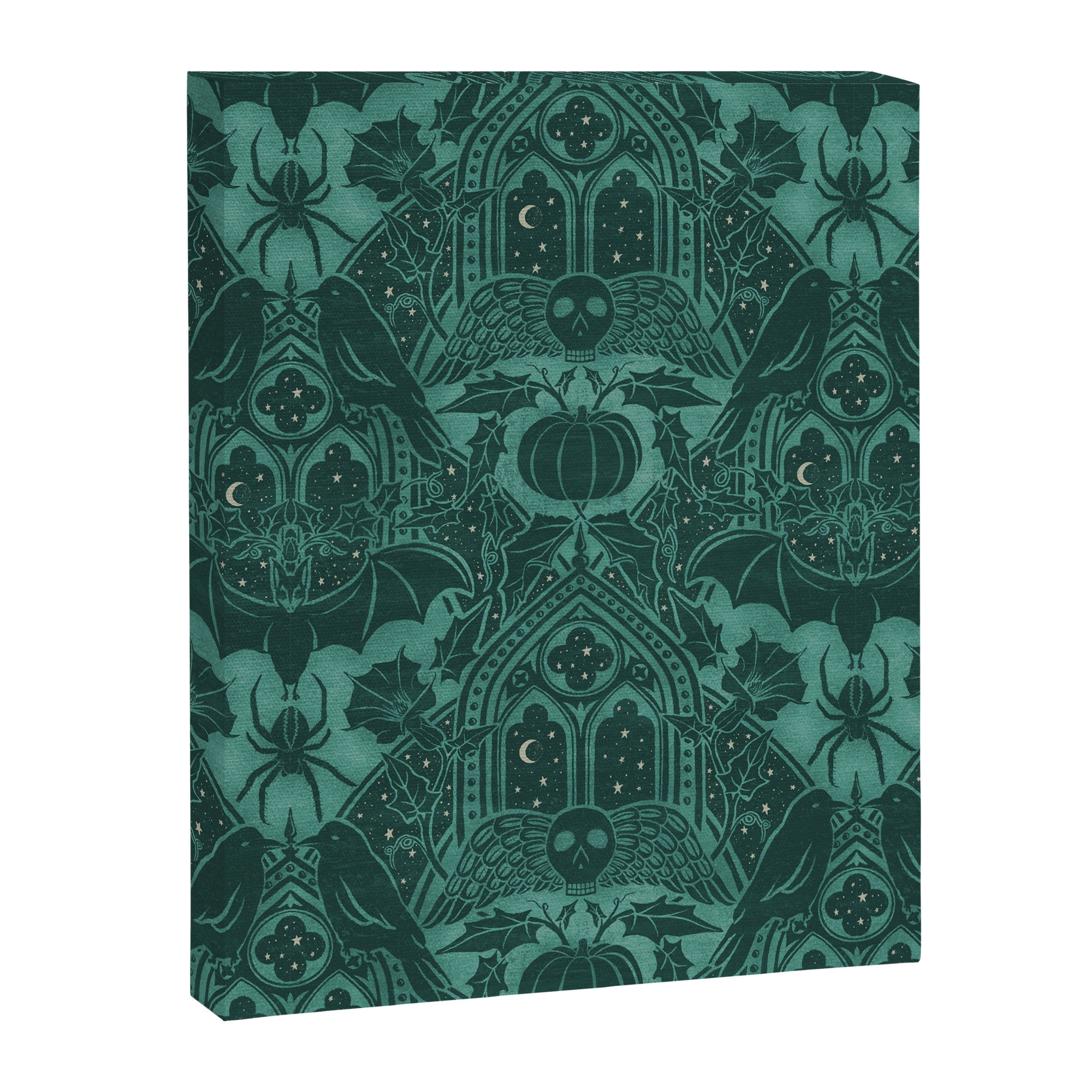 Gothic Halloween Damask - terrifying teal Canvas Print Gallery Image 8