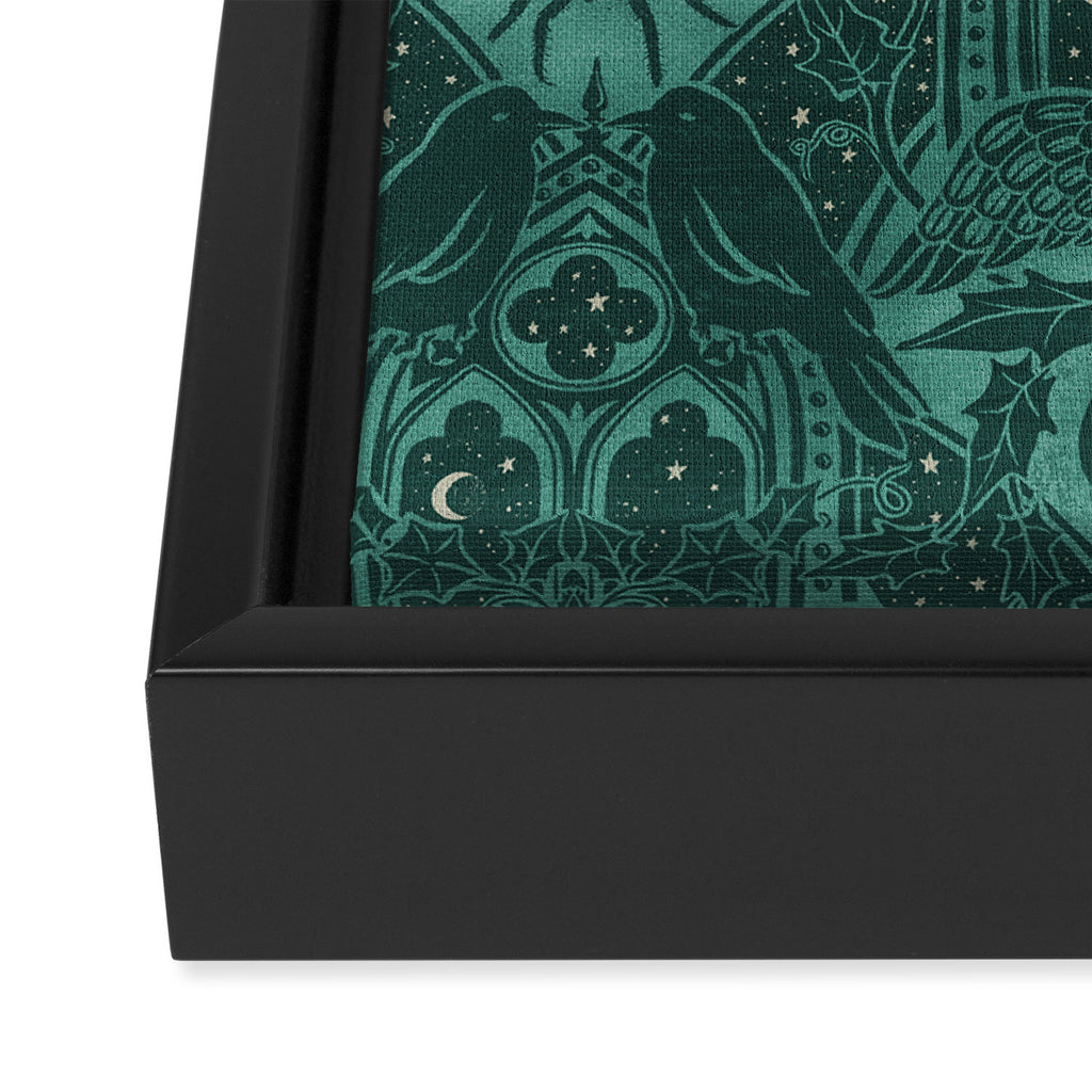 Gothic Halloween Damask - terrifying teal Framed Canvas Print Gallery Image 3
