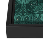 Gothic Halloween Damask - terrifying teal Framed Canvas Print Gallery Image 3