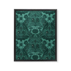 Gothic Halloween Damask - terrifying teal Framed Canvas Print Gallery Image 8