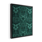 Gothic Halloween Damask - terrifying teal Framed Canvas Print Gallery Image 2