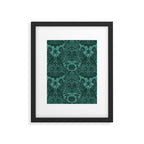 Gothic Halloween Damask - terrifying teal Framed Art Print Gallery Image 6