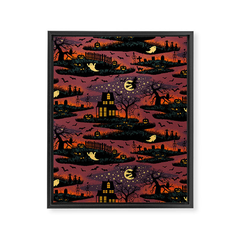 Halloween Night - Bonfire Glow Framed Canvas Print Gallery Image 8