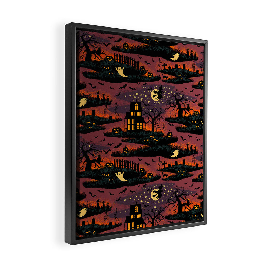 Halloween Night - Bonfire Glow Framed Canvas Print Gallery Image 2